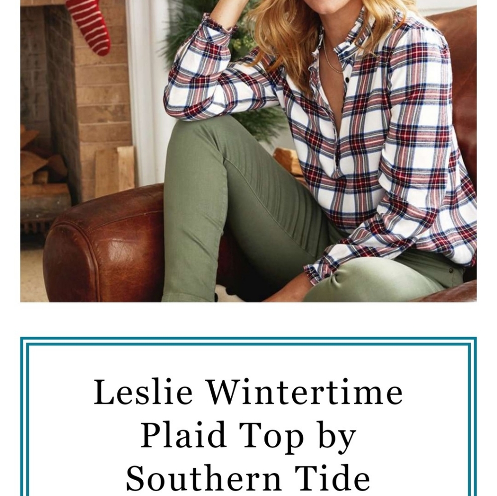 Southern Tide. Leslie Wintertime Plaid Top. Size M